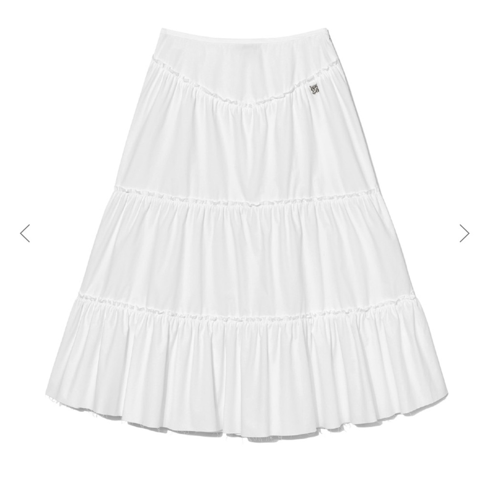 Rodeo Tiered Ruffle Skirt in White (worn by Jennie of Blackpink!)